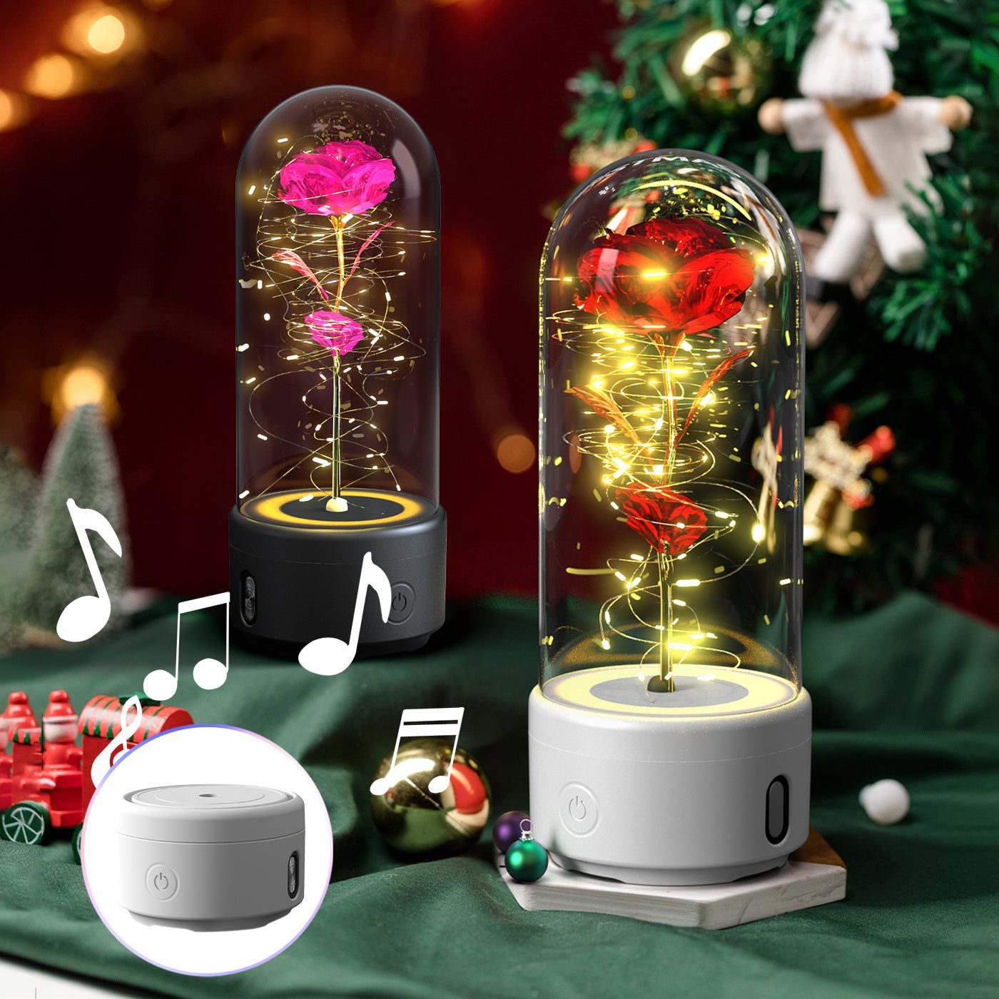 2-in-1 Rose LED Lamp & Bluetooth Speaker Gift