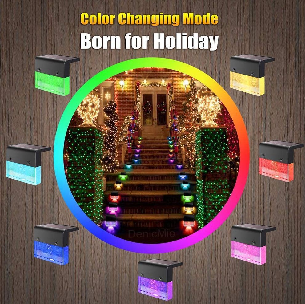 Waterproof Solar RGB LED Step & Fence Lights