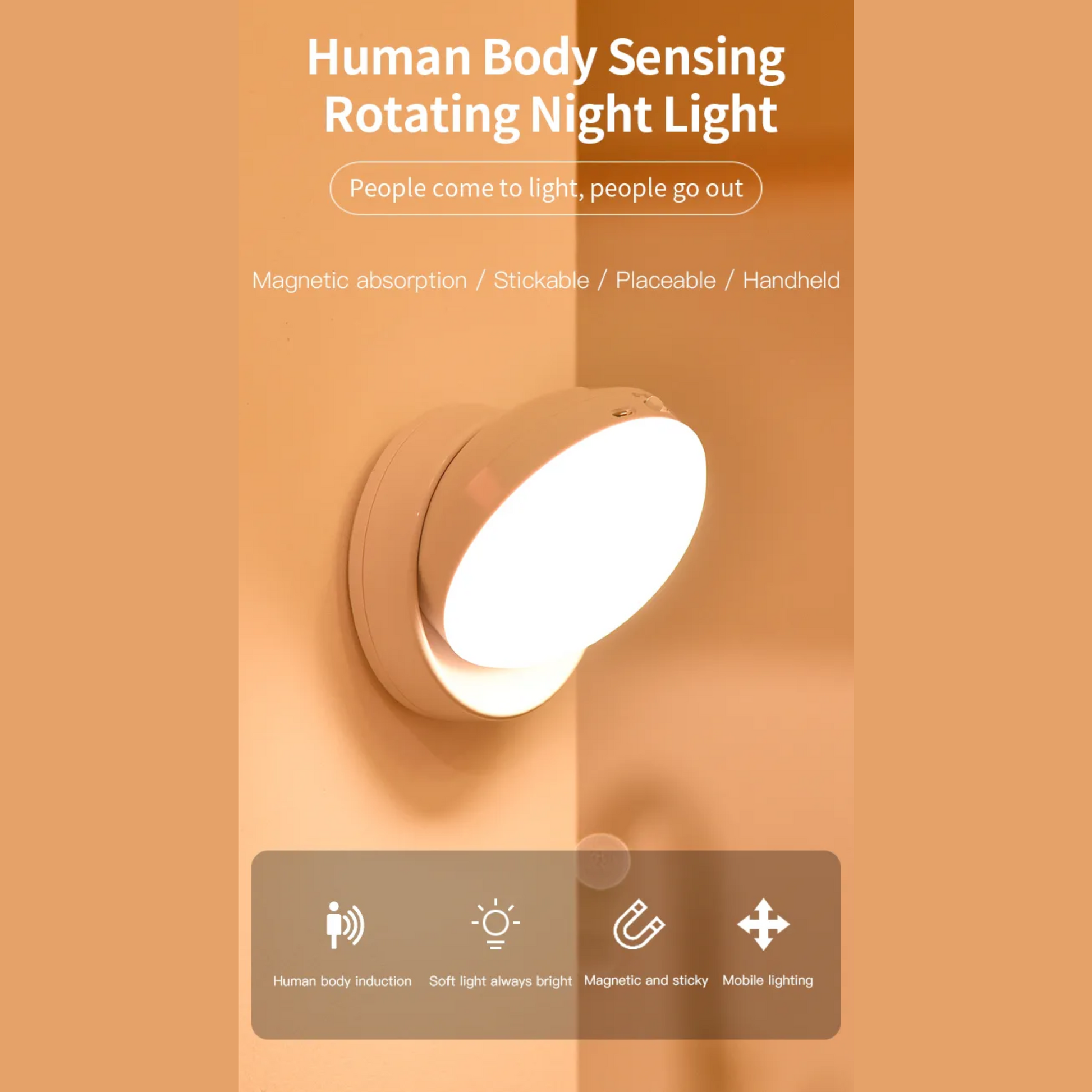 Rotating Motion Sensor Light – Adjustable Night Lamp