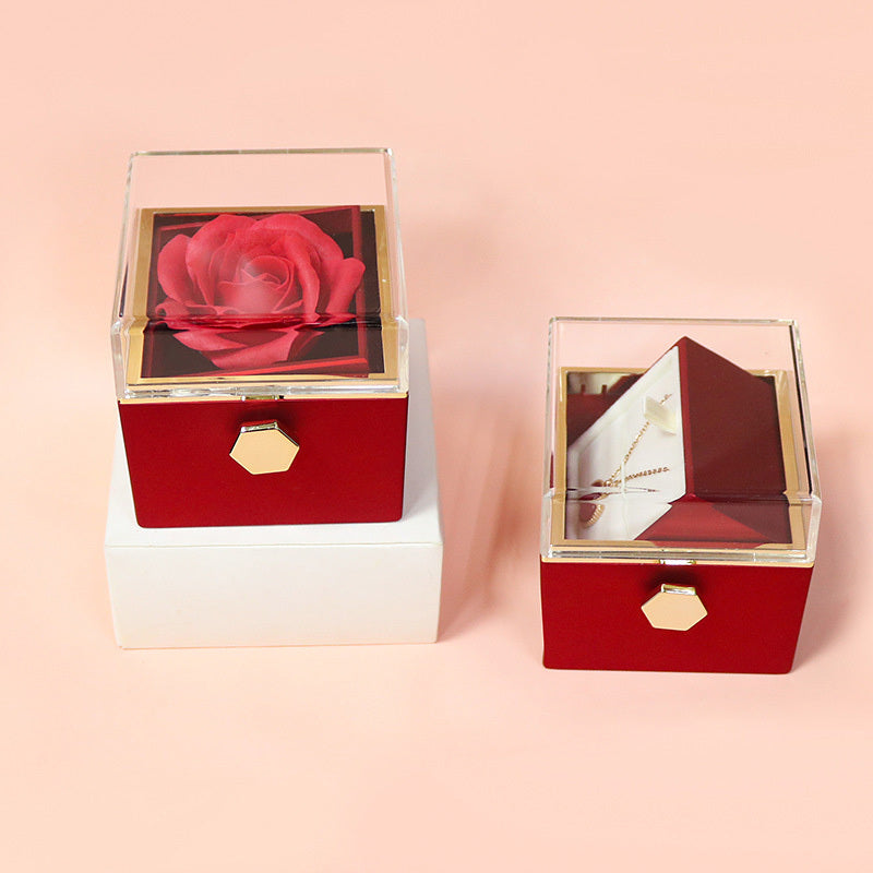 Rotating Rose Jewelry Drawer Gift Box