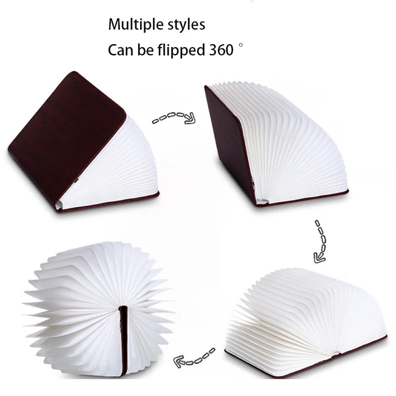 3D Folding LED Book Lamp – USB Rechargeable RGB Light
