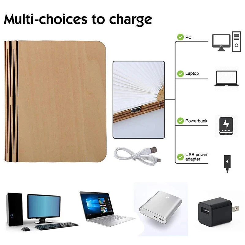 3D Folding LED Book Lamp – USB Rechargeable RGB Light