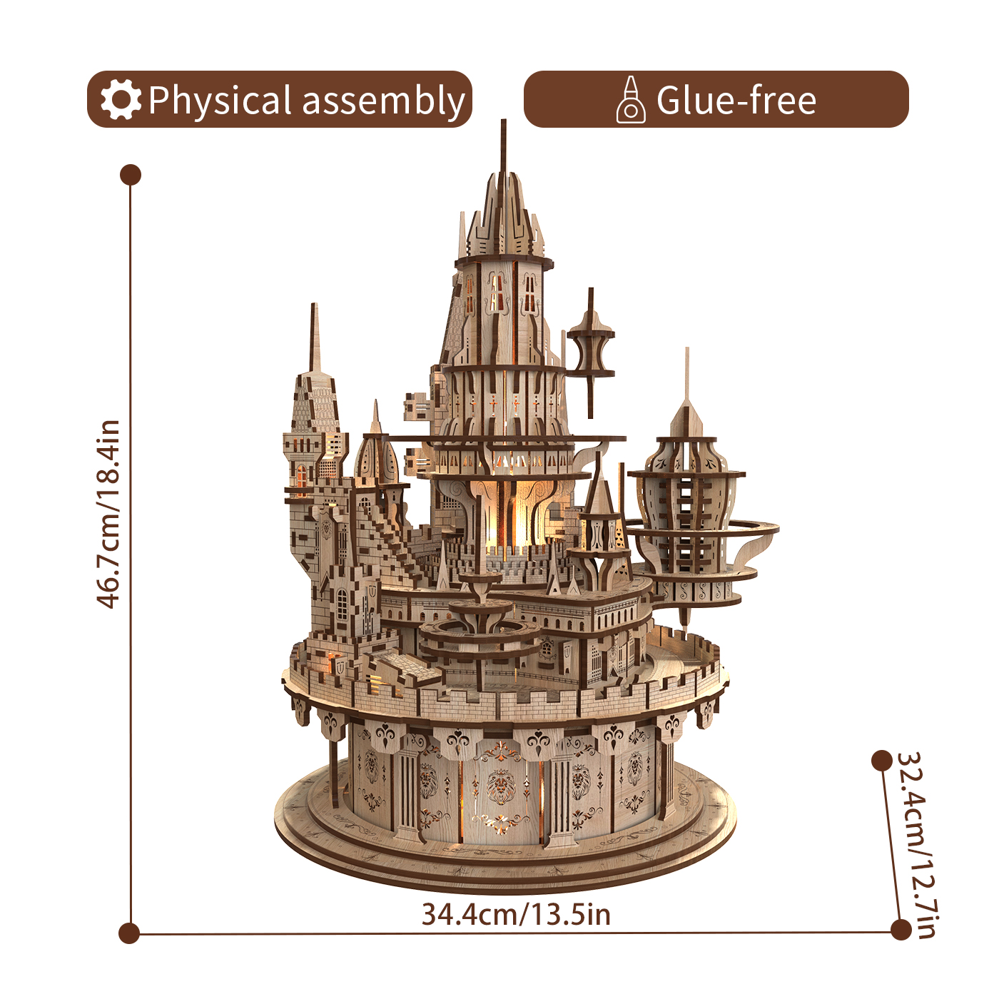 Miracle Castle 3D Wooden Puzzle – Interactive Nightlight