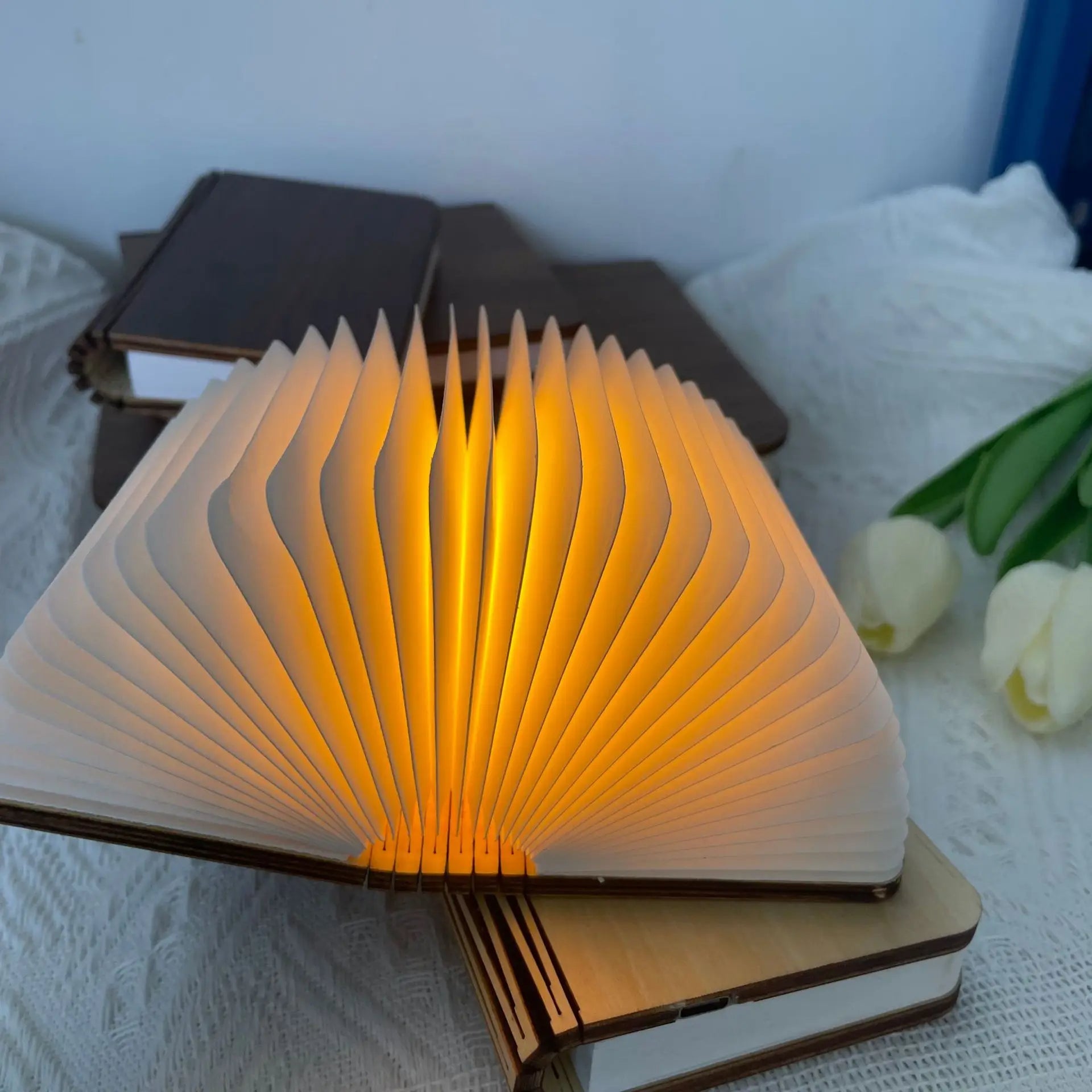3D Folding LED Book Lamp – USB Rechargeable RGB Light