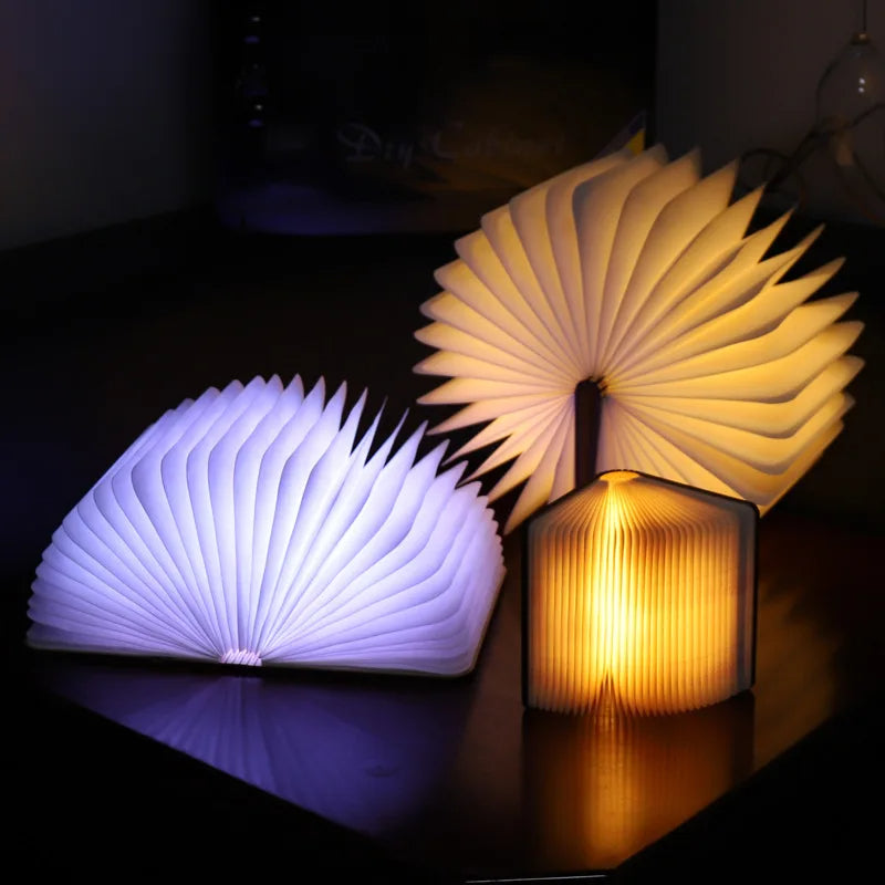 3D Folding LED Book Lamp – USB Rechargeable RGB Light