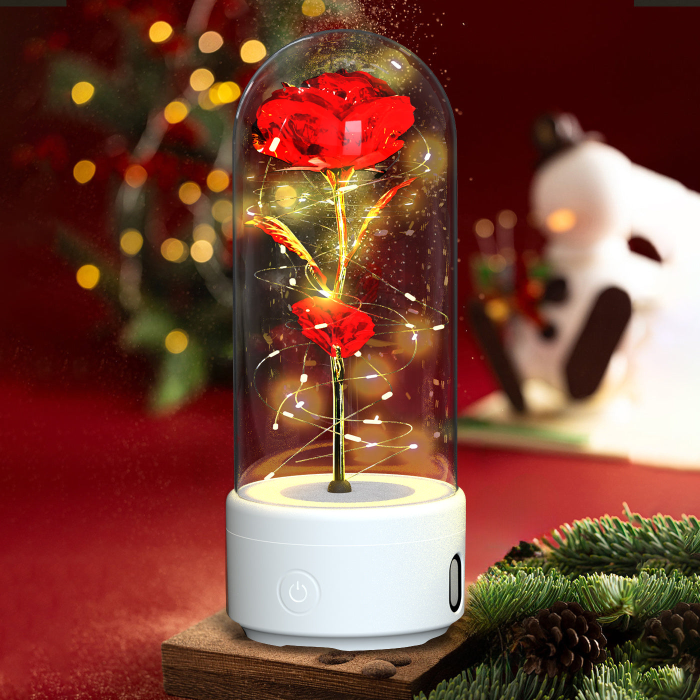 2-in-1 Rose LED Lamp & Bluetooth Speaker Gift