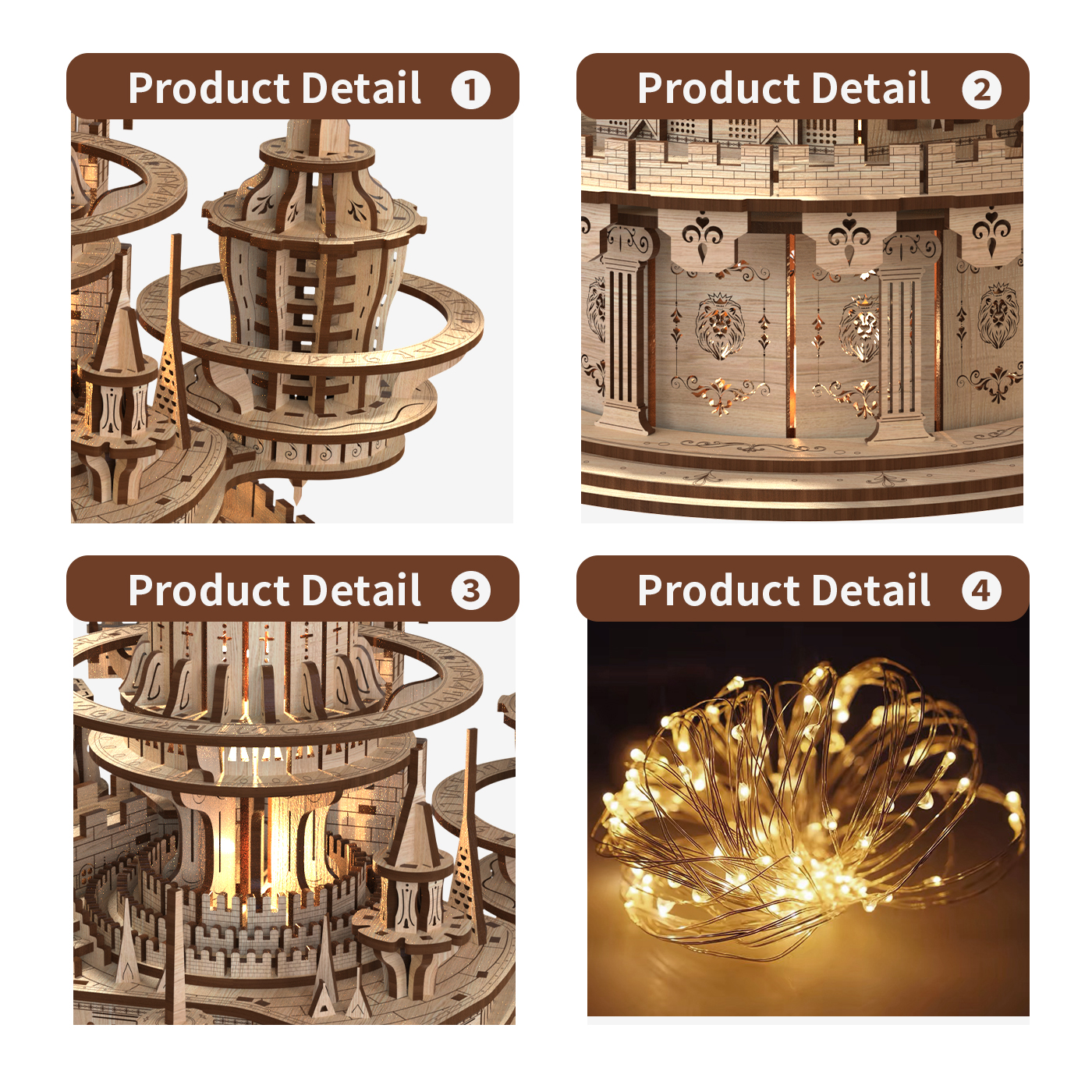 Miracle Castle 3D Wooden Puzzle – Interactive Nightlight