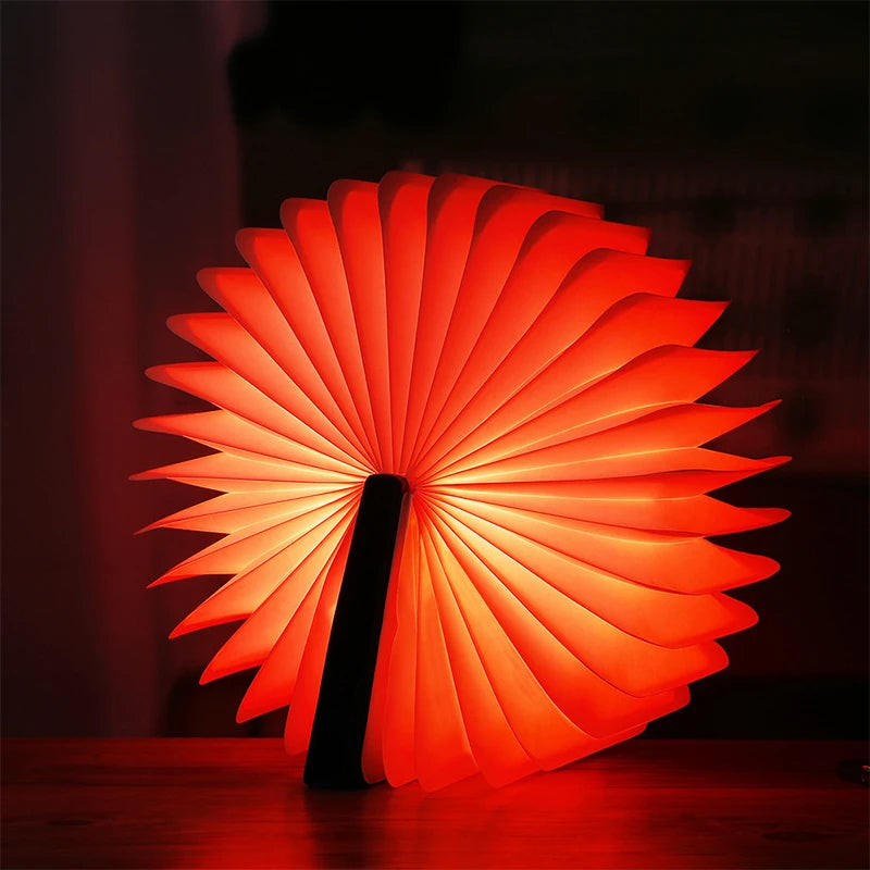 3D Folding LED Book Lamp – USB Rechargeable RGB Light