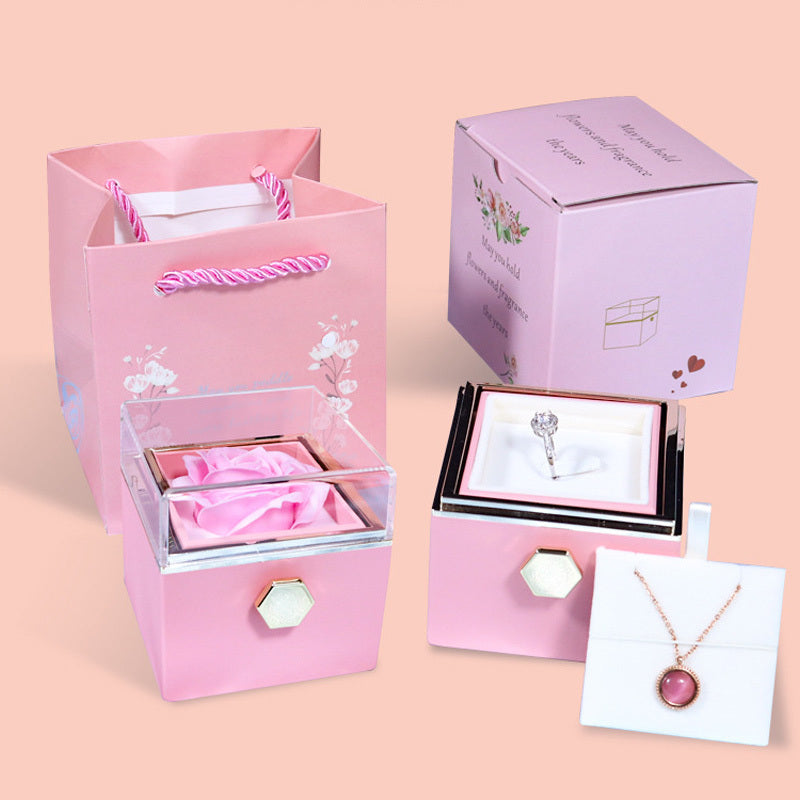 Rotating Rose Jewelry Drawer Gift Box