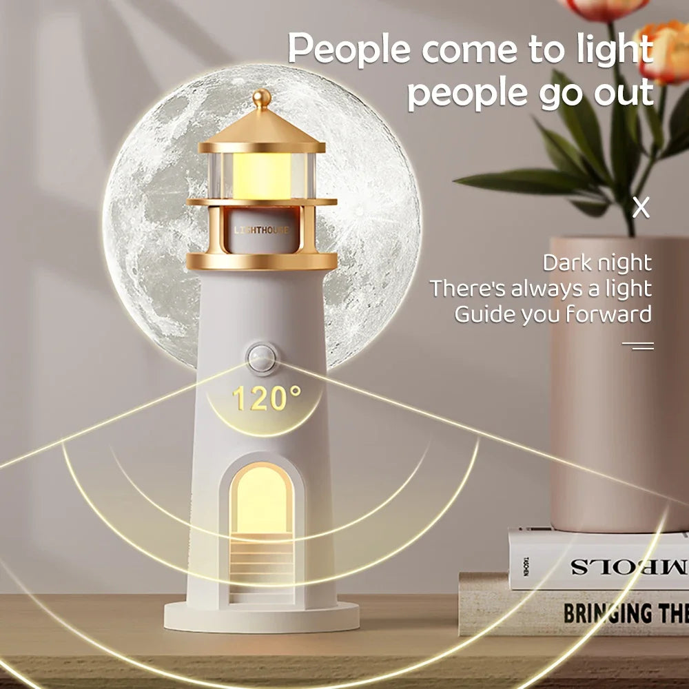 Moon Lighthouse Night Light – Bluetooth Speaker & Motion Sensor
