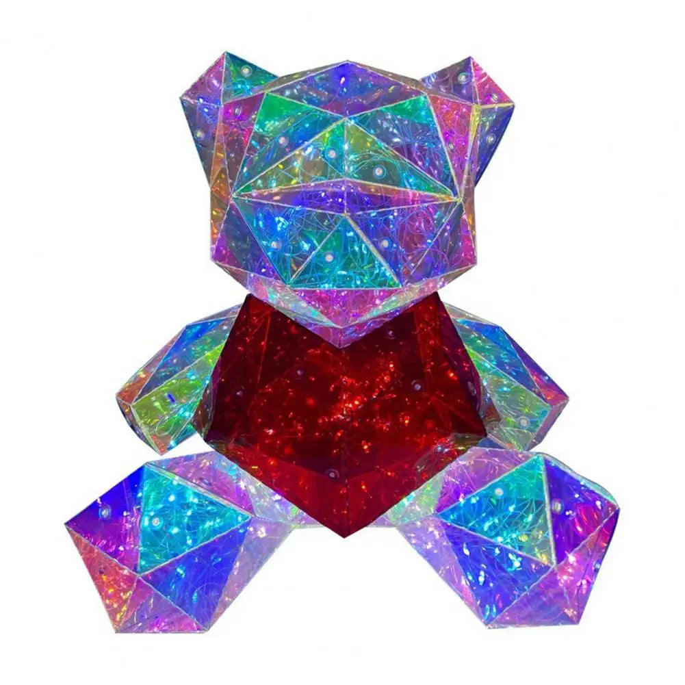 LED Light-Up Crystal Bear – Colorful & Musical Decor