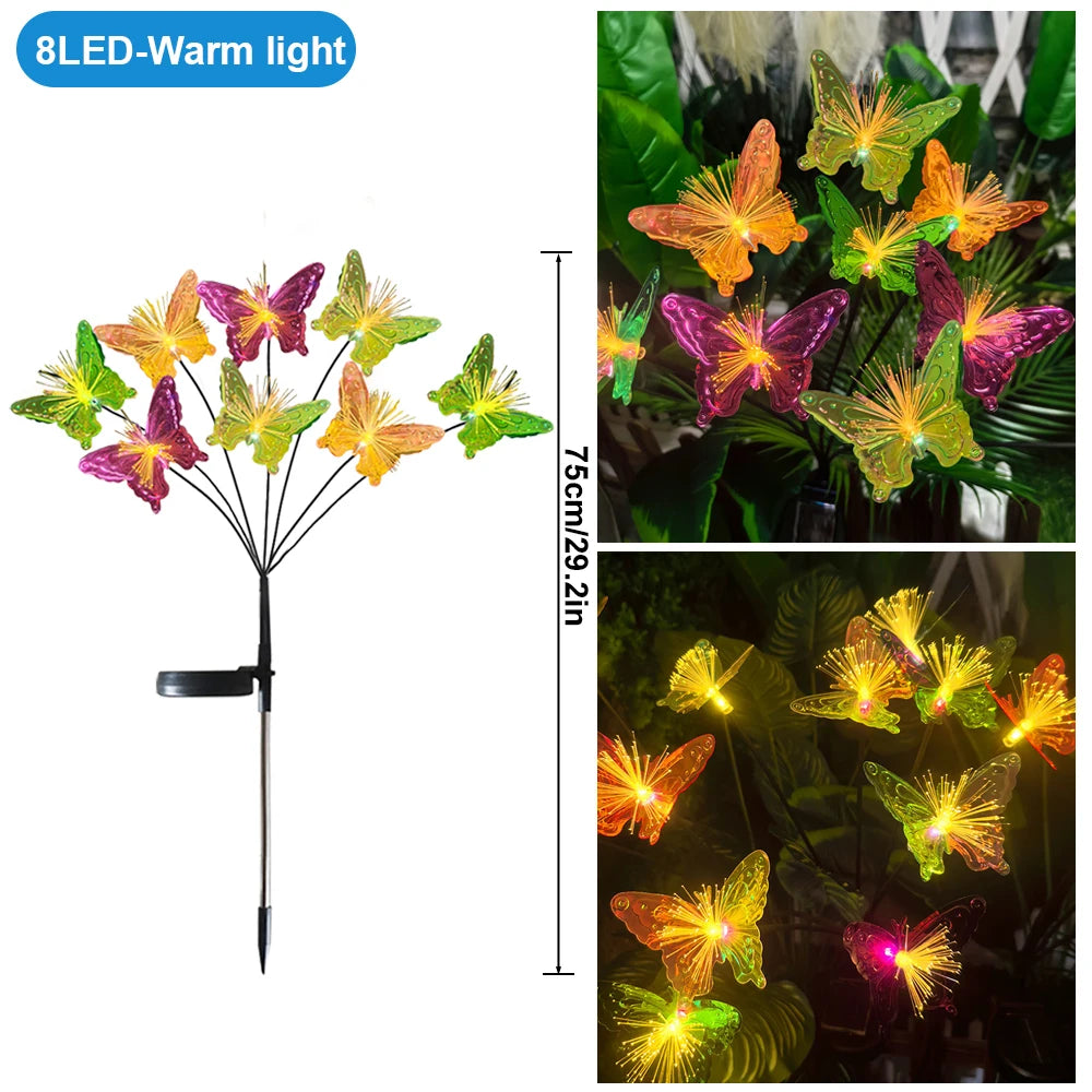 Solar Butterfly Lights Outdoor Firefly Lights Solar Swaying Garden Lights 6/8LED Landscape Lamp Waterproof Yard Pathway Decor