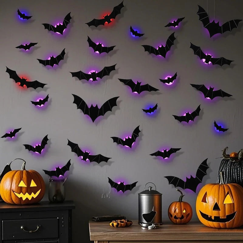 Halloween 3D LED Bat Wall Sticker