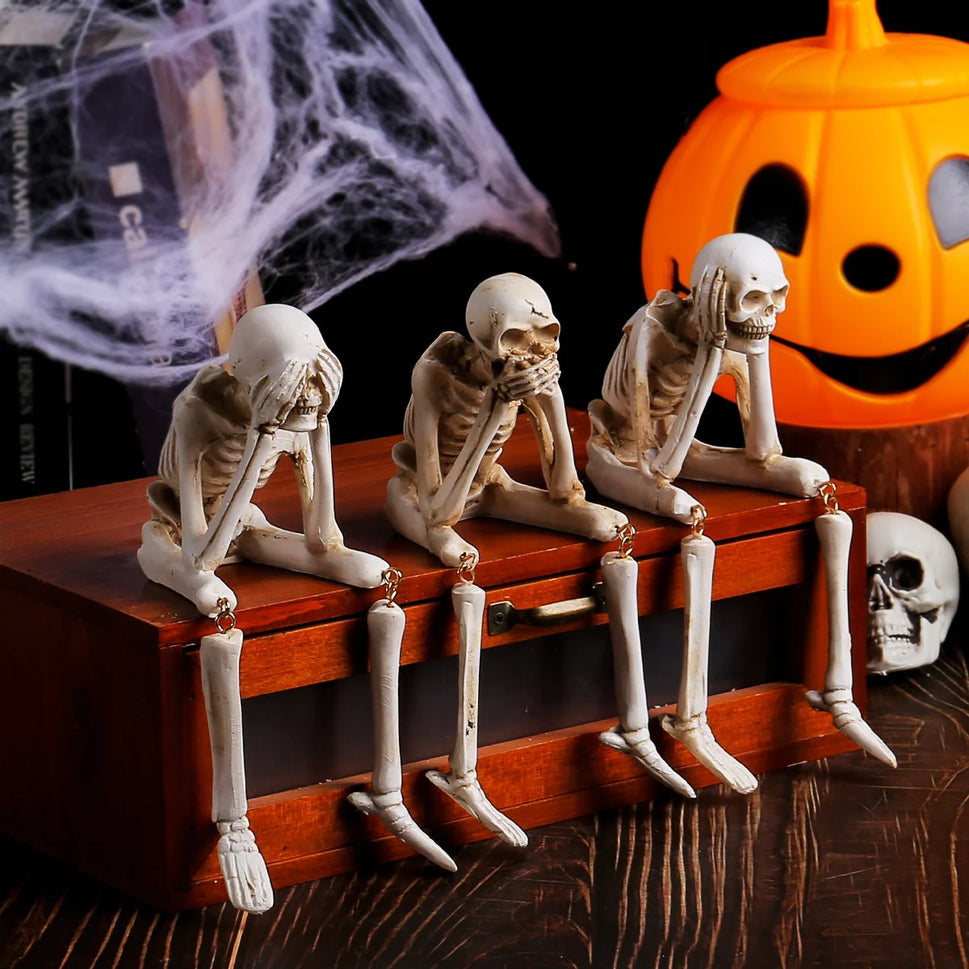 Haunting Trio – No Evil Skeleton Figurines