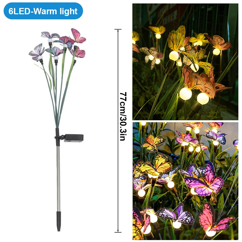 Solar Butterfly Lights Outdoor Firefly Lights Solar Swaying Garden Lights 6/8LED Landscape Lamp Waterproof Yard Pathway Decor