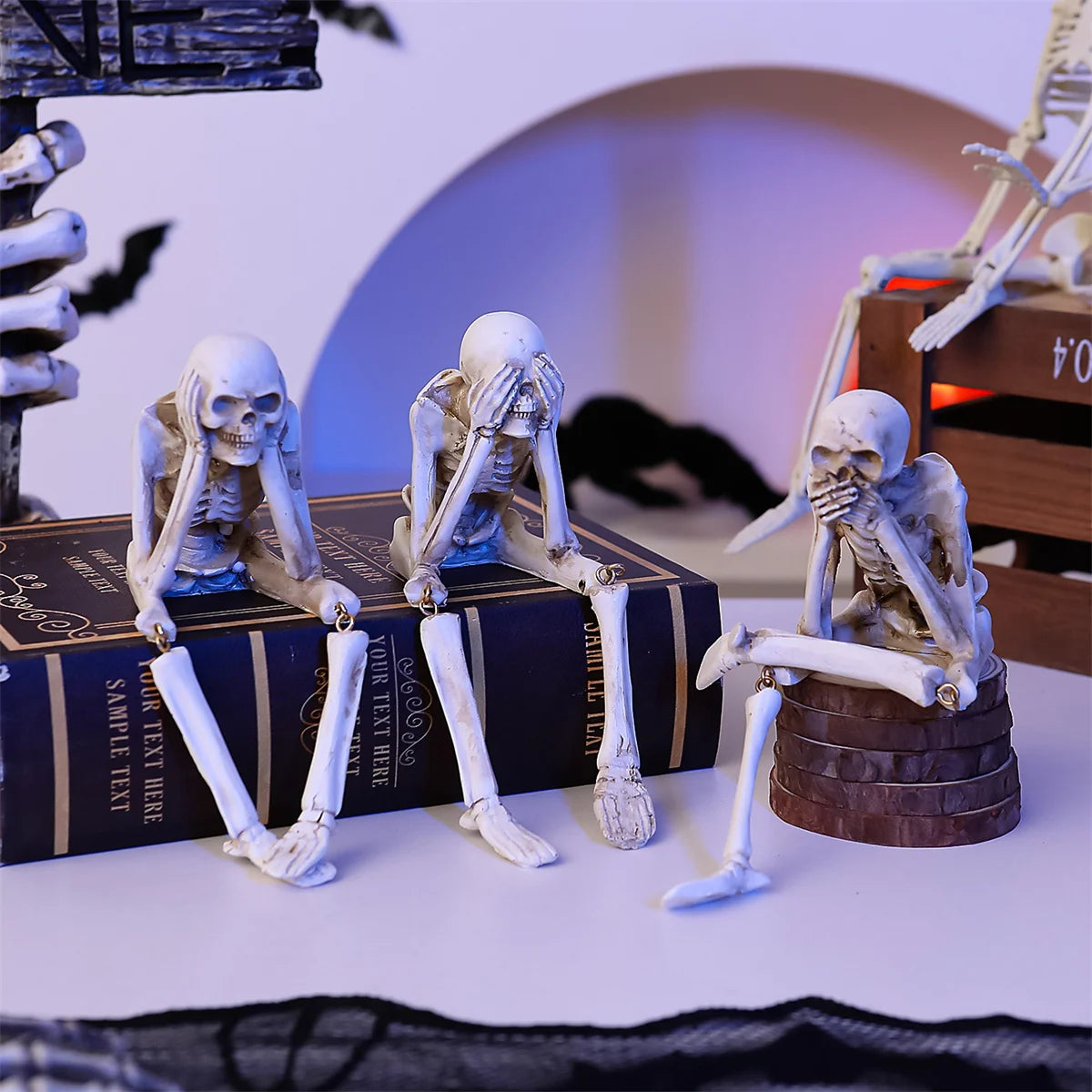 Haunting Trio – No Evil Skeleton Figurines
