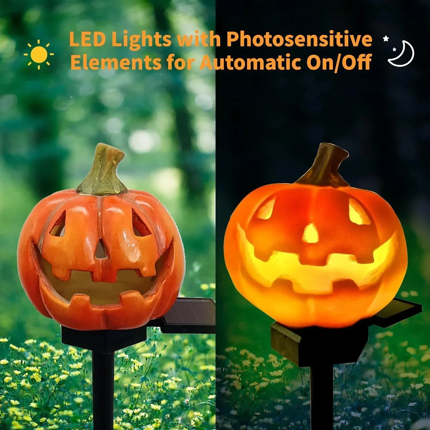 Solar Glow Pumpkin Pathway Lanterns