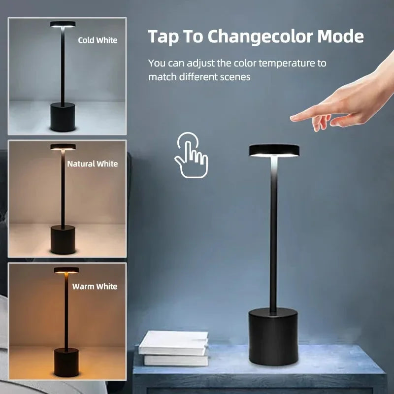 Rechargeable LED Touch Lamp – 3-Color Adjustable Desk Light