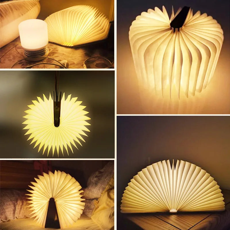 3D Folding LED Book Lamp – USB Rechargeable RGB Light