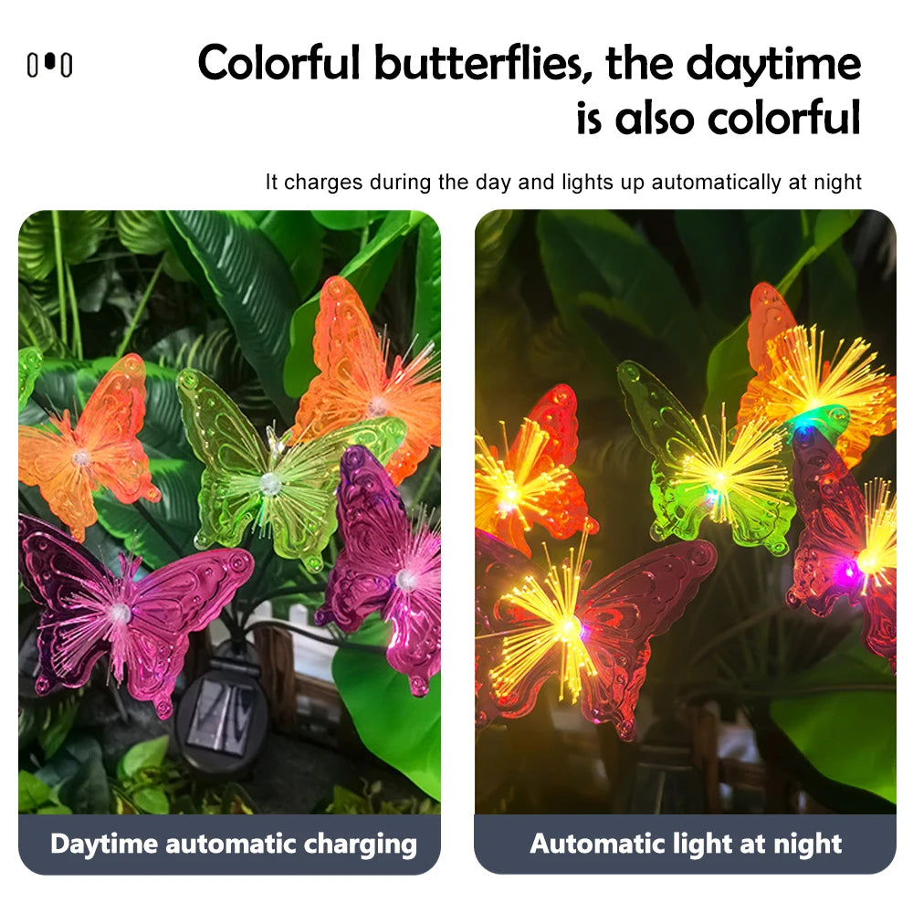 Solar Butterfly Lights Outdoor Firefly Lights Solar Swaying Garden Lights 6/8LED Landscape Lamp Waterproof Yard Pathway Decor