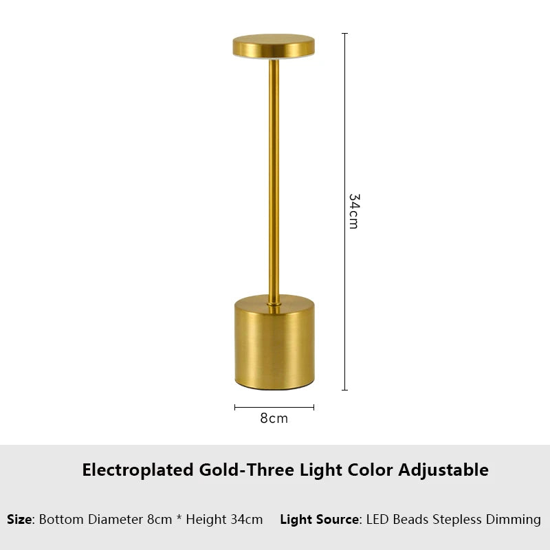 Rechargeable LED Touch Lamp – 3-Color Adjustable Desk Light