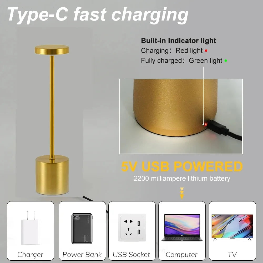 Rechargeable LED Touch Lamp – 3-Color Adjustable Desk Light