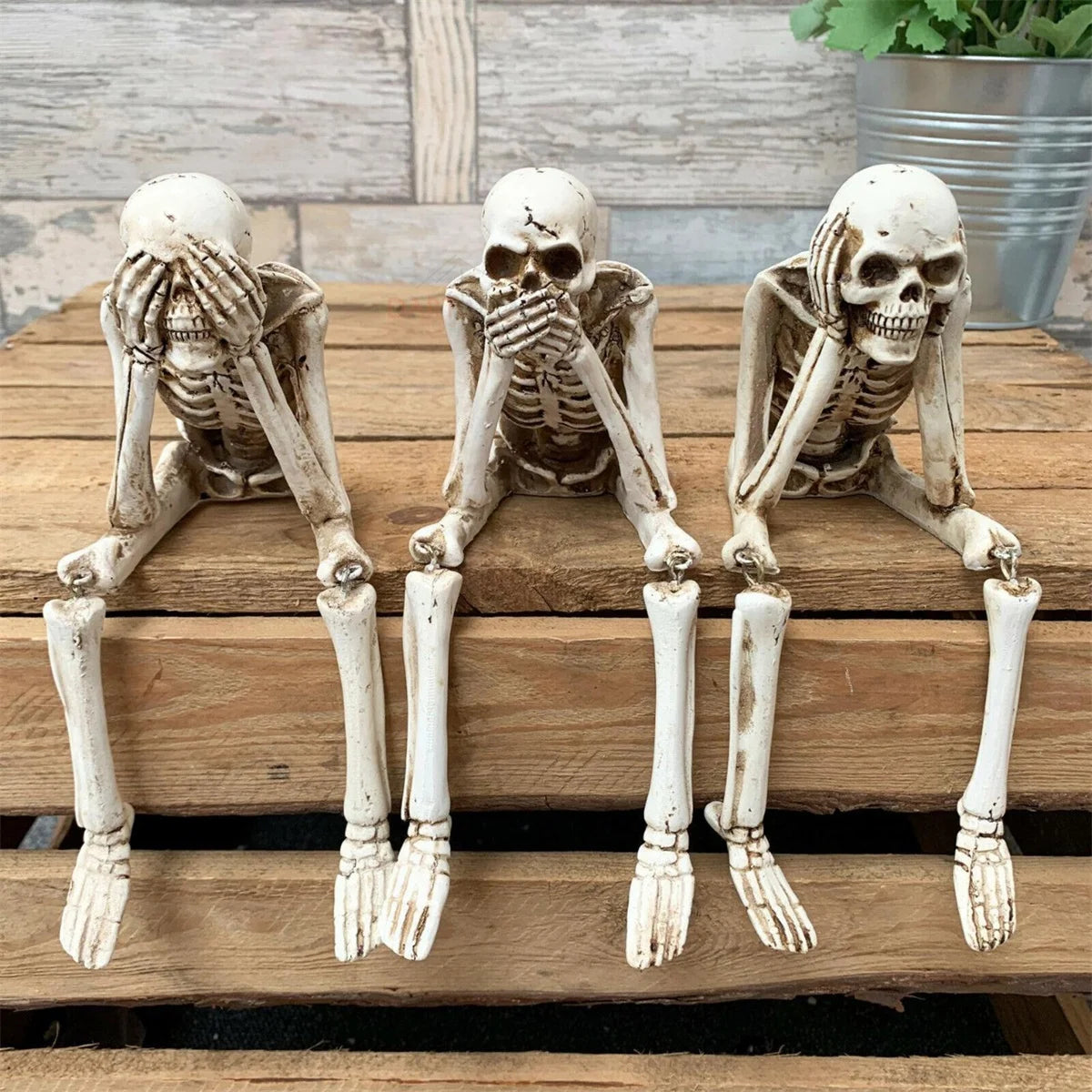 Haunting Trio – No Evil Skeleton Figurines