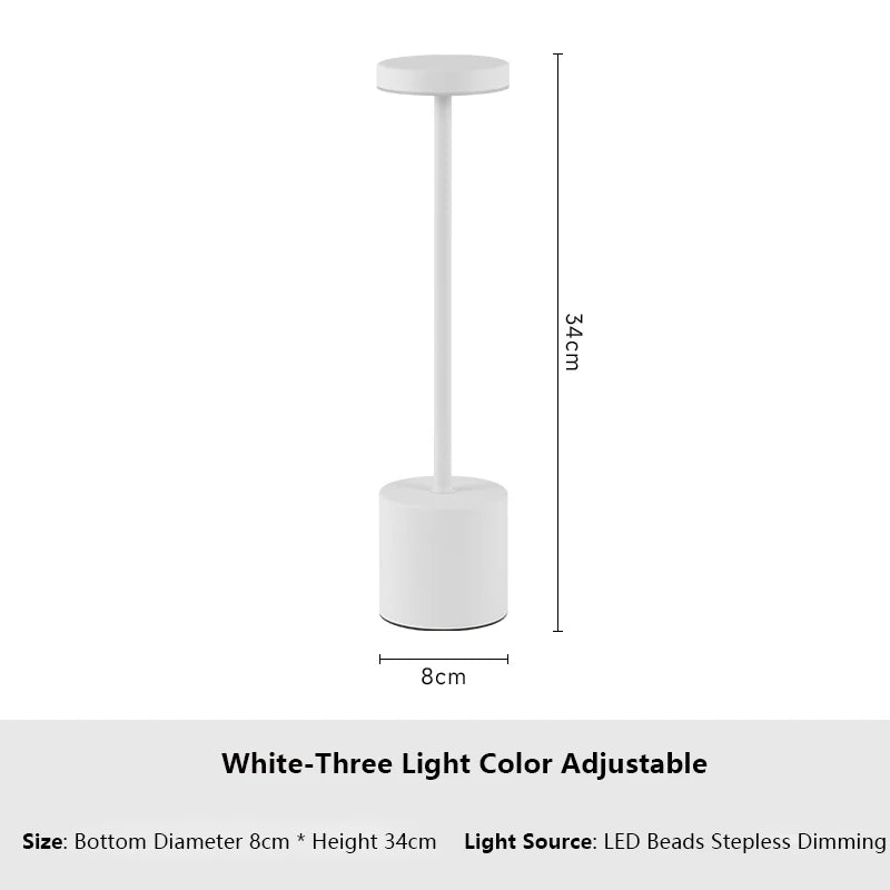 Rechargeable LED Touch Lamp – 3-Color Adjustable Desk Light