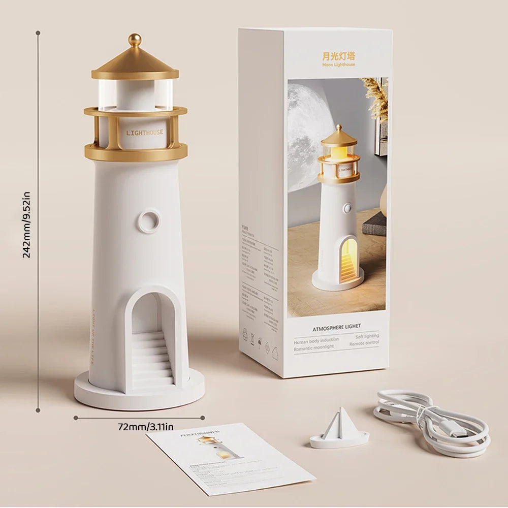 Moon Lighthouse Night Light – Bluetooth Speaker & Motion Sensor