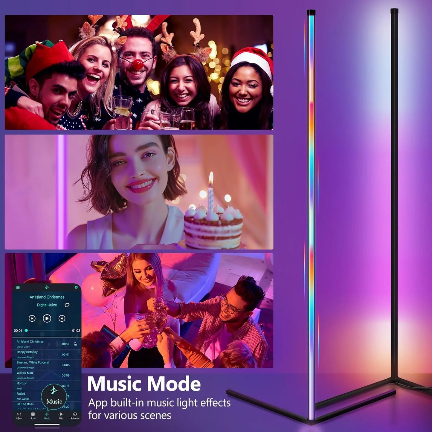 Smart RGB Floor Lamp with Music Sync & APP