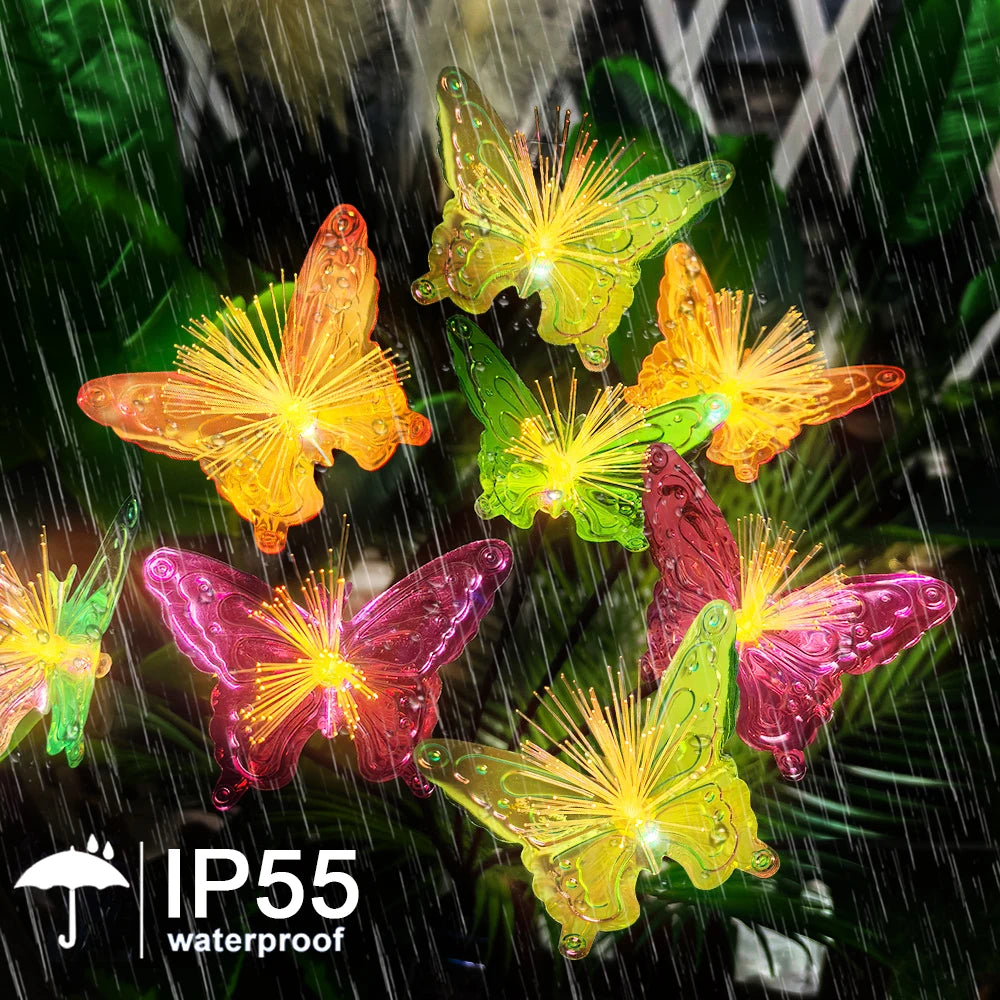 Solar Butterfly Lights Outdoor Firefly Lights Solar Swaying Garden Lights 6/8LED Landscape Lamp Waterproof Yard Pathway Decor