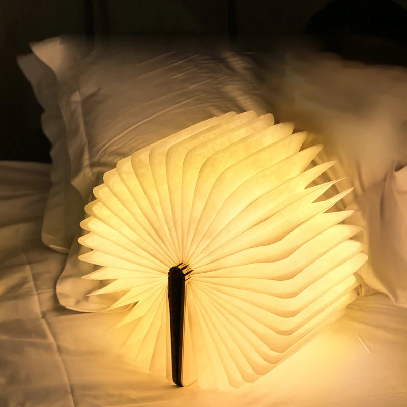 3D Folding LED Book Lamp – USB Rechargeable RGB Light
