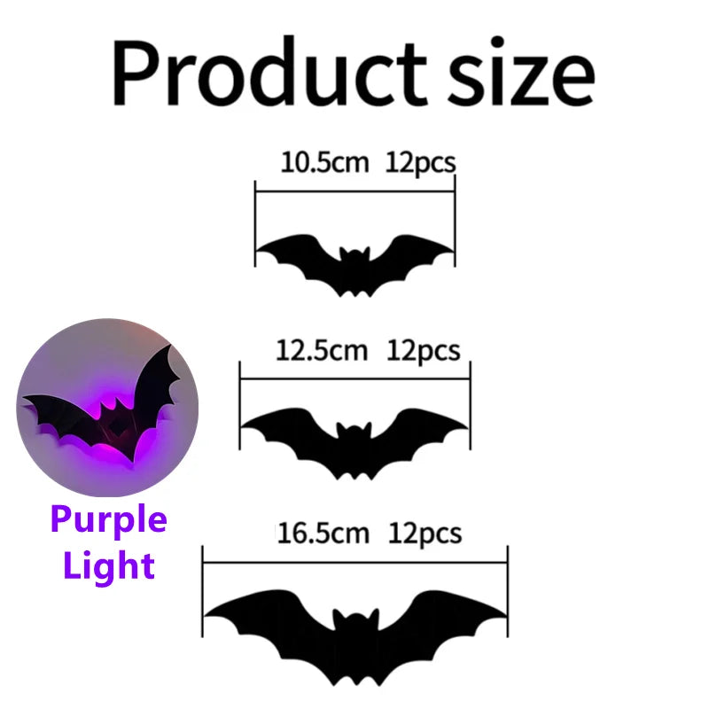Halloween 3D LED Bat Wall Sticker