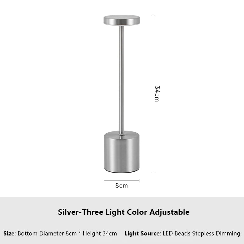 Rechargeable LED Touch Lamp – 3-Color Adjustable Desk Light