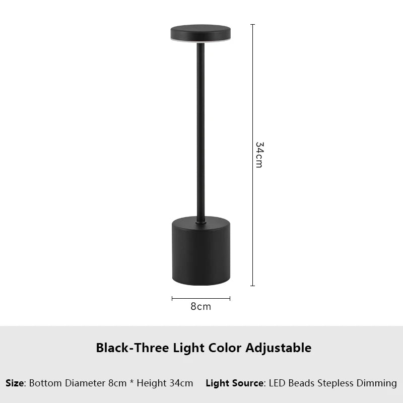 Rechargeable LED Touch Lamp – 3-Color Adjustable Desk Light