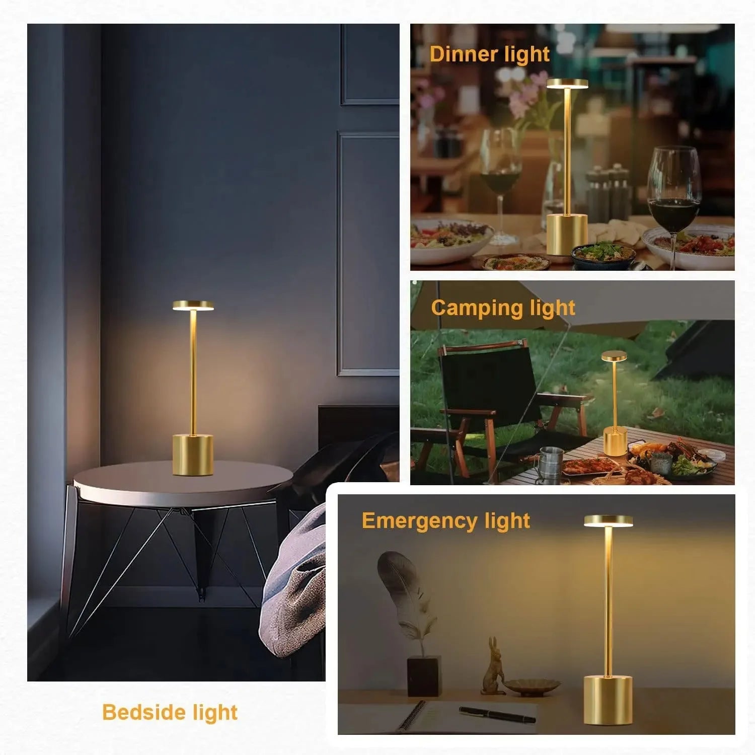 Rechargeable LED Touch Lamp – 3-Color Adjustable Desk Light