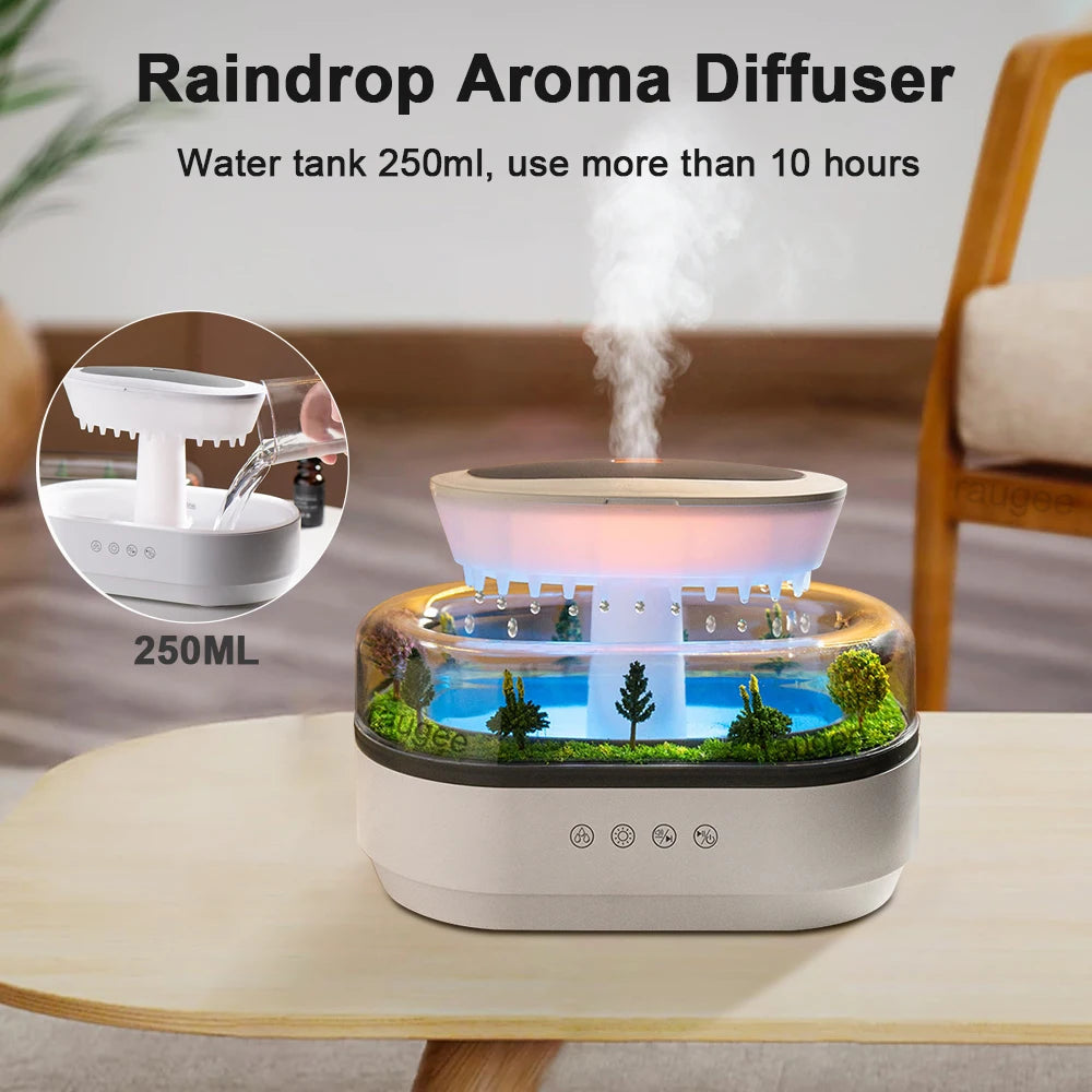 Raindrop Aroma Humidifier – Essential Oil Diffuser & Night Light