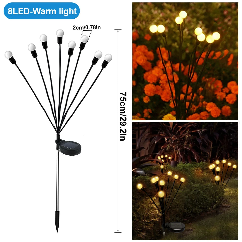 Solar Butterfly Lights Outdoor Firefly Lights Solar Swaying Garden Lights 6/8LED Landscape Lamp Waterproof Yard Pathway Decor