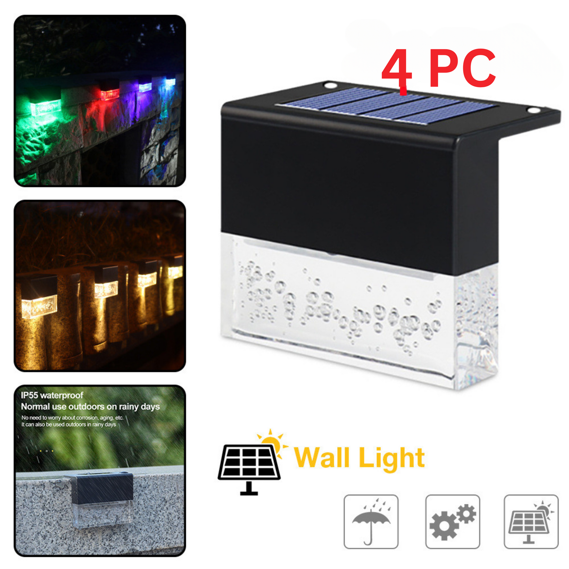 Waterproof Solar RGB LED Step & Fence Lights