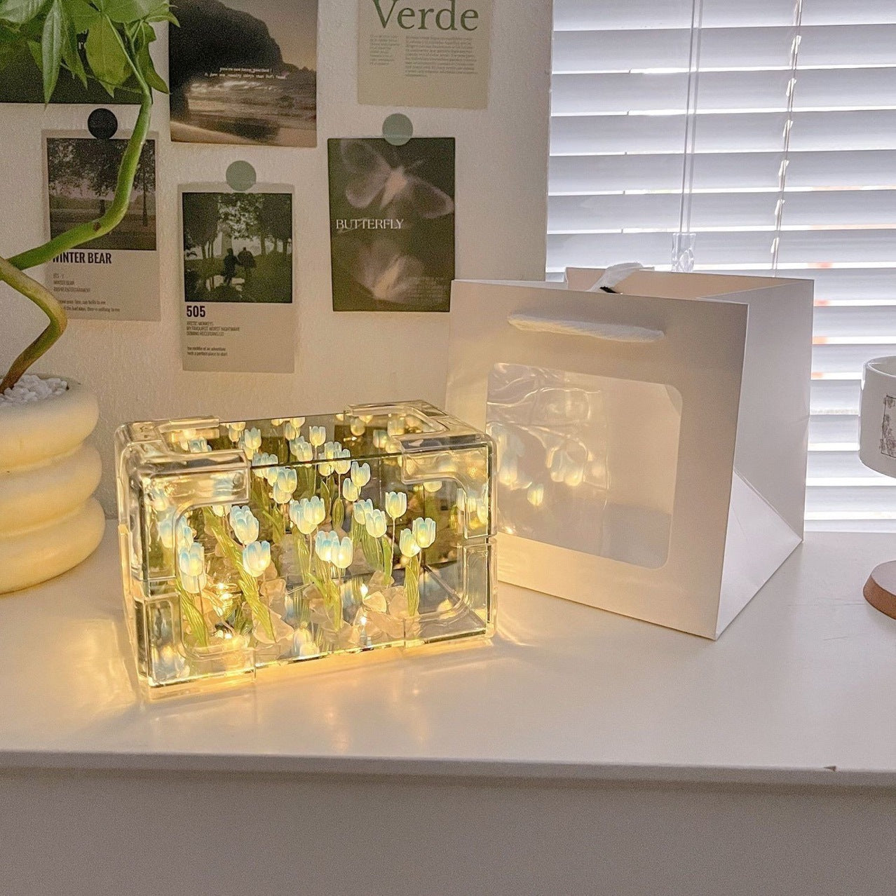 DIY Tulip Crystal Night Lamp with LED Light
