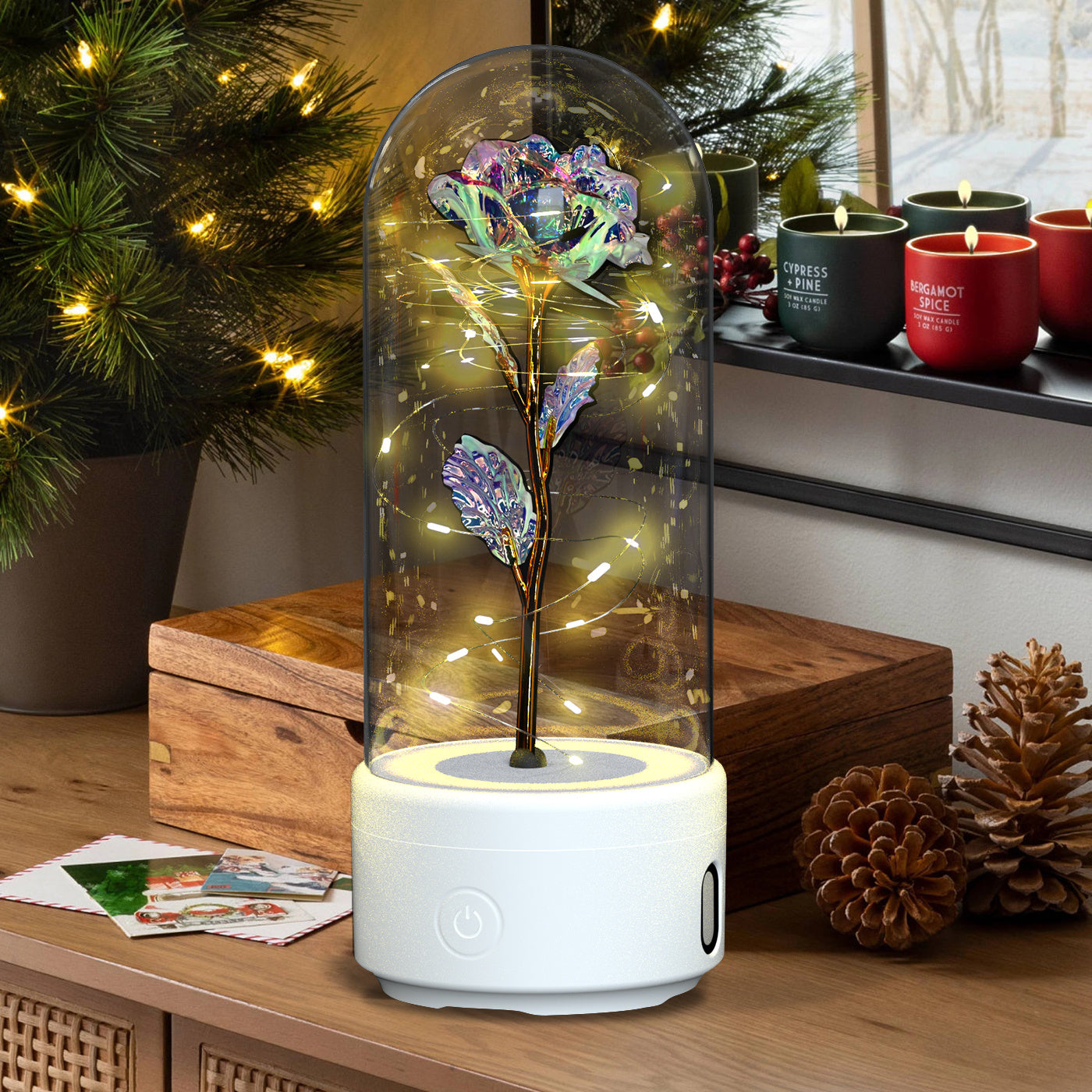 2-in-1 Rose LED Lamp & Bluetooth Speaker Gift