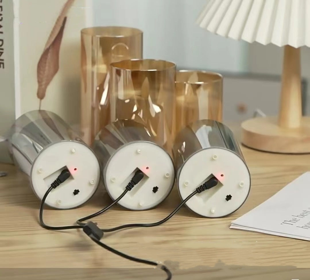 Rechargeable LED Glass Candle Lights with Remote Control