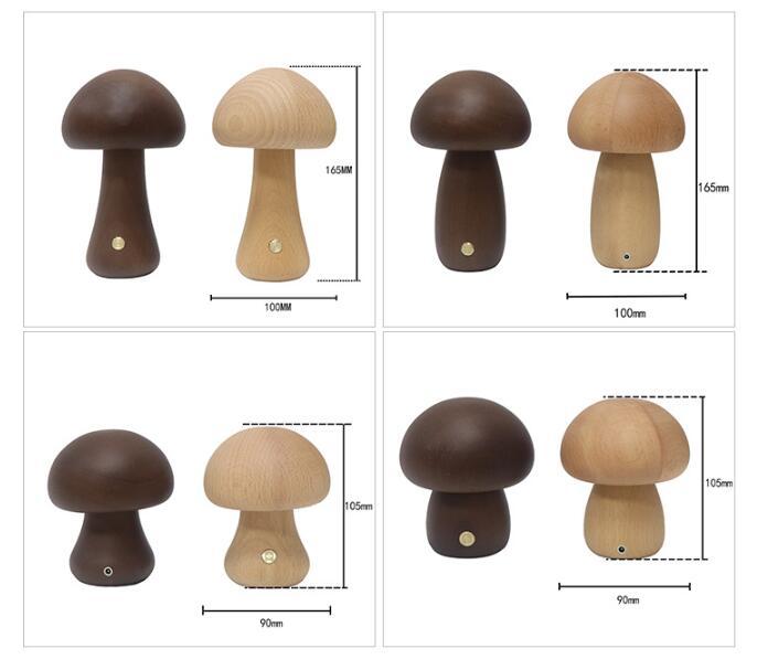 Cute Wooden Mushroom LED Night Lamp for Cozy Spaces