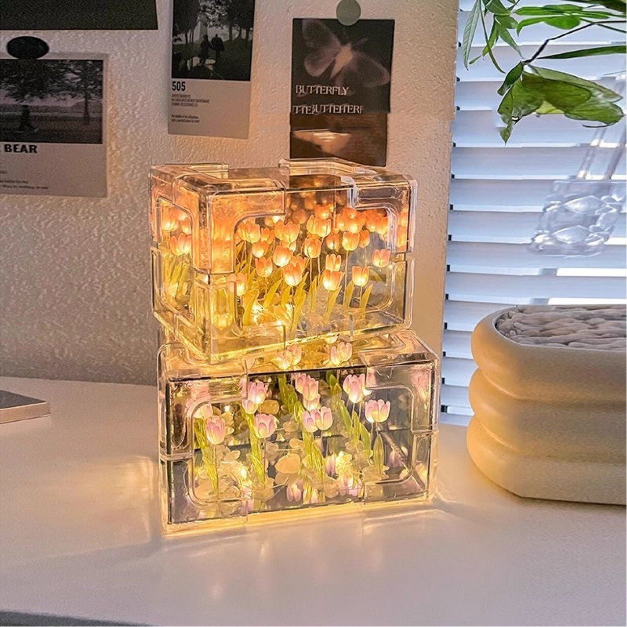 DIY Tulip Crystal Night Lamp with LED Light