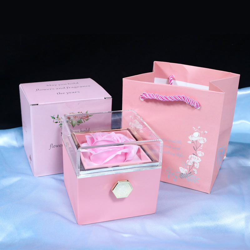 Rotating Rose Jewelry Drawer Gift Box
