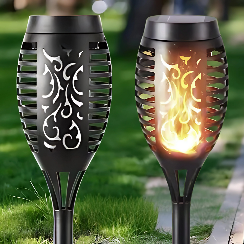 LED Solar Flame Torch Lights – Waterproof Outdoor Décor