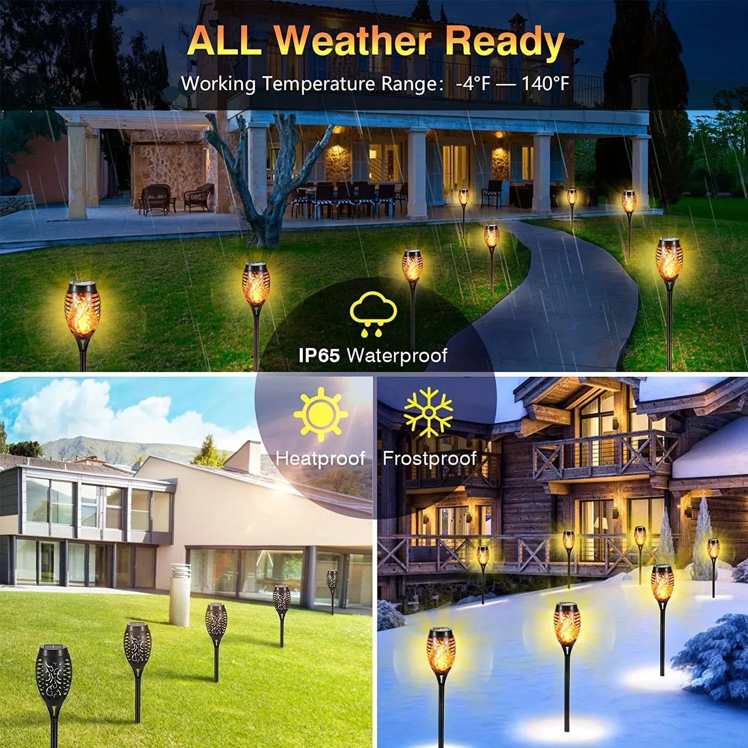 LED Solar Flame Torch Lights – Waterproof Outdoor Décor