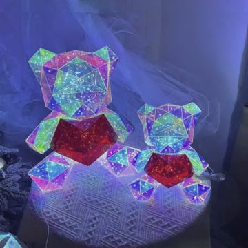 LED Light-Up Crystal Bear – Colorful & Musical Decor