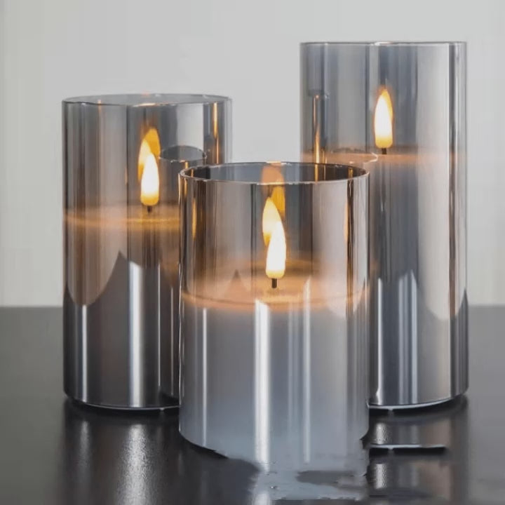 Rechargeable LED Glass Candle Lights with Remote Control