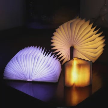 3D Folding LED Book Lamp – USB Rechargeable RGB Light
